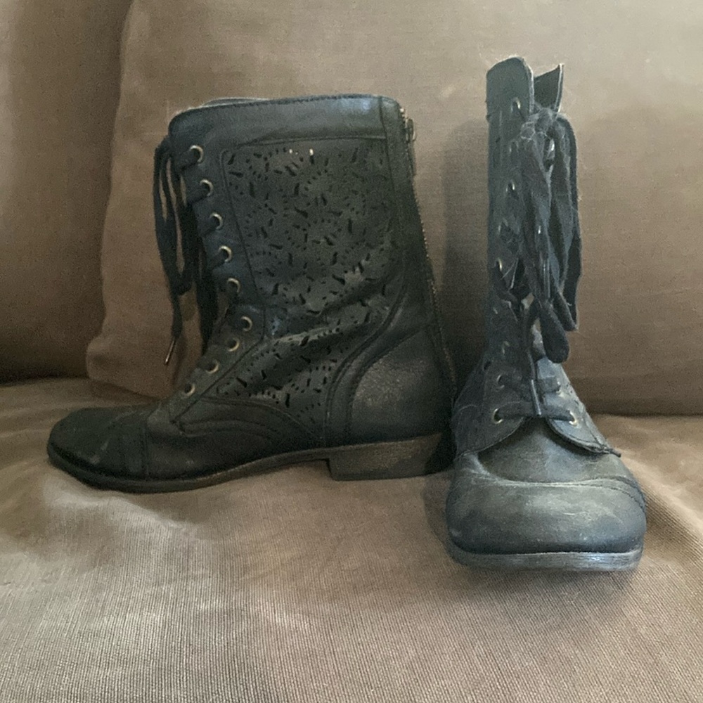 Rampage Black Combat Moto Boots Rugged Design